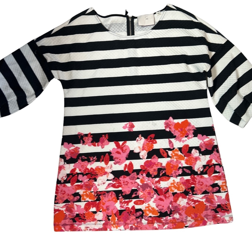 Anthropologie Women’s Striped Dress with flower detail